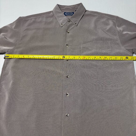 Rivers End Trading Co Micro Check Taupe Button-Up L Shirt Long Sleeve Microfiber - Picture 7 of 9